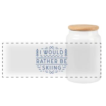 Skieur amateur drôle skieur Je préférerais skier - Boîte à biscuits avec couvercle en bois - blanc - Devant