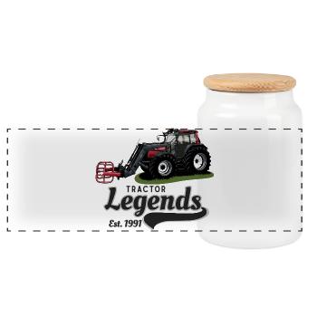 Traktor Legends Vintage Print - Boîte à biscuits avec couvercle en bois - blanc - Devant