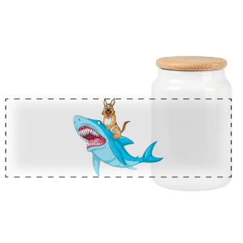 Balade en requin berger allemand - Boîte à biscuits avec couvercle en bois - blanc - Devant