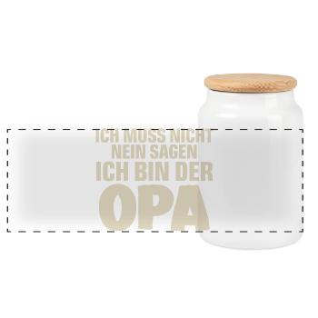 Opa - Panorama Keksdose mit Holzdeckel - Weiß - Vorne