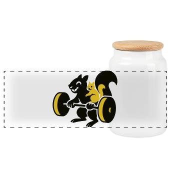 Écureuil de puissance - Boîte à biscuits avec couvercle en bois - blanc - Devant