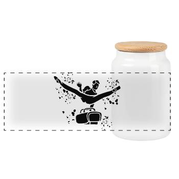 artistic gymnastics pommel horse gymnast - Panoramic Cookie Jar with Wooden Lid - white - Front