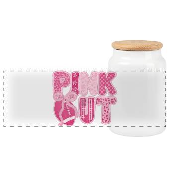 Pink Out Brustkrebs Fußball - Panorama Keksdose mit Holzdeckel - Weiß - Vorne
