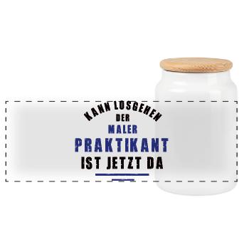 Praktikant Maler Praktikum Malerei Lackierer - Panorama Keksdose mit Holzdeckel - Weiß - Vorne