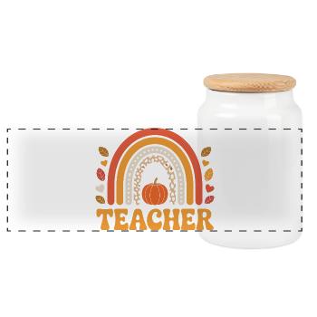 Teacher Autumn Gift - Panoramic Cookie Jar with Wooden Lid - white - Front