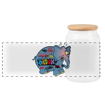 éléphant tagué - Boîte à biscuits avec couvercle en bois - blanc - Devant