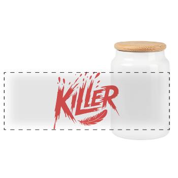 Killer Feder Splash - Panorama Keksdose mit Holzdeckel - Weiß - Vorne
