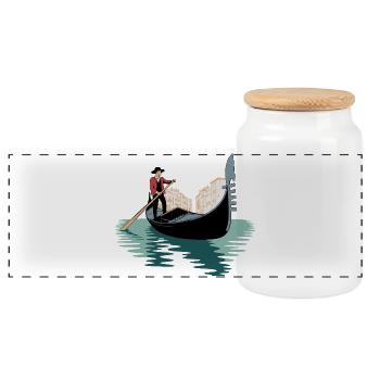 Venetian Gondola Adventure - Panoramic Cookie Jar with Wooden Lid - white - Front