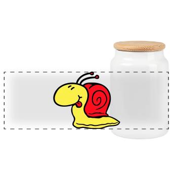 Snail cheeky tongue sticking out quickly small - Panoramic Cookie Jar with Wooden Lid - white - Front