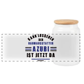Azubi Raumausstatter Lehre Ausbildung Dekoration - Panorama Keksdose mit Holzdeckel - Weiß - Vorne