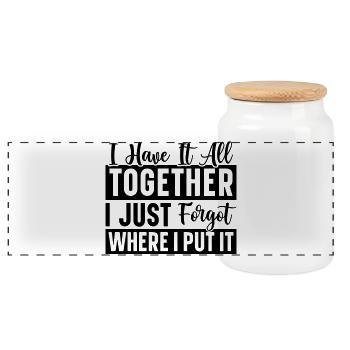 I Have It All - Panoramic Cookie Jar with Wooden Lid - white - Front