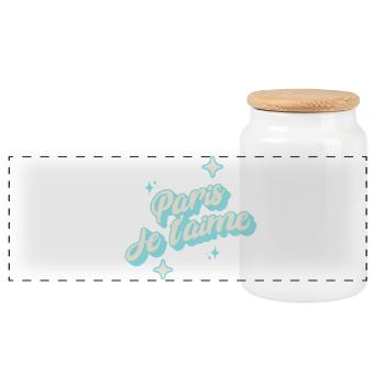 Paris I Love You - Sky Blue - Panoramic Cookie Jar with Wooden Lid - white - Front