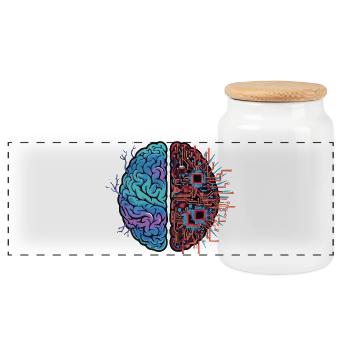 Cerveau robotique Technologie Robotique - Boîte à biscuits avec couvercle en bois - blanc - Devant