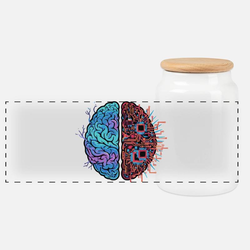 Cerveau robotique Technologie Robotique - Boîte à biscuits avec couvercle en bois - blanc