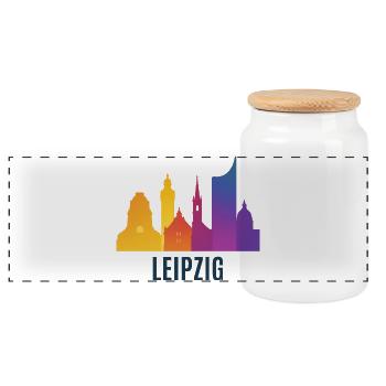 Pente de la ligne d’horizon de Leipzig - Boîte à biscuits avec couvercle en bois - blanc - Devant