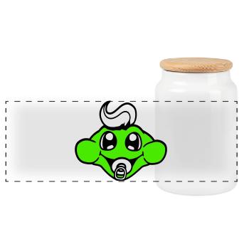 grenouille crapaud bébé sucette maman papa enfant famille - Boîte à biscuits avec couvercle en bois - blanc - Devant