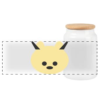 Horned Bear Cuddly Icon - Panoramic Cookie Jar with Wooden Lid - white - Front