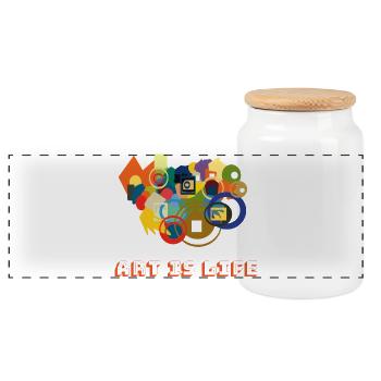 Art is Life – Colour Rush - Panoramic Cookie Jar with Wooden Lid - white - Front