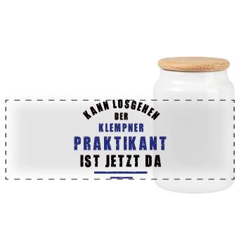 Intern Plumber Internship Plumbing Thank You - Panoramic Cookie Jar with Wooden Lid - white - Front