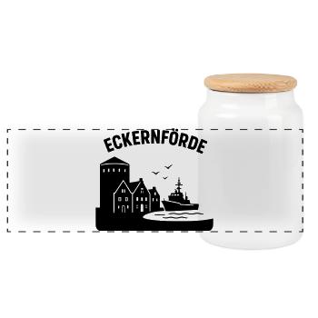 eckernförde schleswig holstein - Panorama Keksdose mit Holzdeckel - Weiß - Vorne