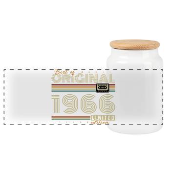 1966 Vintage Retro Geburtstagsgeschenk - Panorama Keksdose mit Holzdeckel - Weiß - Vorne