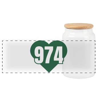 Herz 974 Code Grün - Panorama Keksdose mit Holzdeckel - Weiß - Vorne
