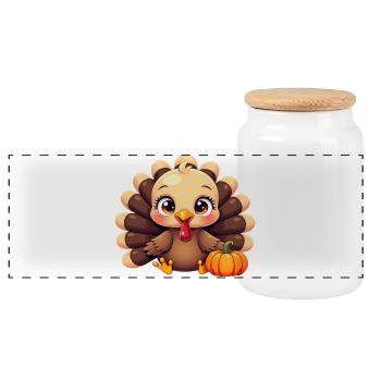 Bébé dinde de Thanksgiving - Boîte à biscuits avec couvercle en bois - blanc - Devant