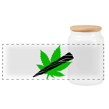Néon Feuille De Cannabis Graphique - Boîte à biscuits avec couvercle en bois - blanc - Devant