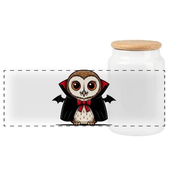 Cute Halloween owl vampire forest owl cartoon - Panorama Keksdose mit Holzdeckel - Weiß - Vorne