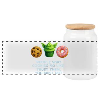 Chemise à muffins drôle Cookie Donut pour les amateurs de sucreries - Boîte à biscuits avec couvercle en bois - blanc - Devant
