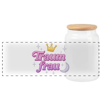 Femme de rêve / Y2K Déclaration Surnom Design - Boîte à biscuits avec couvercle en bois - blanc - Devant