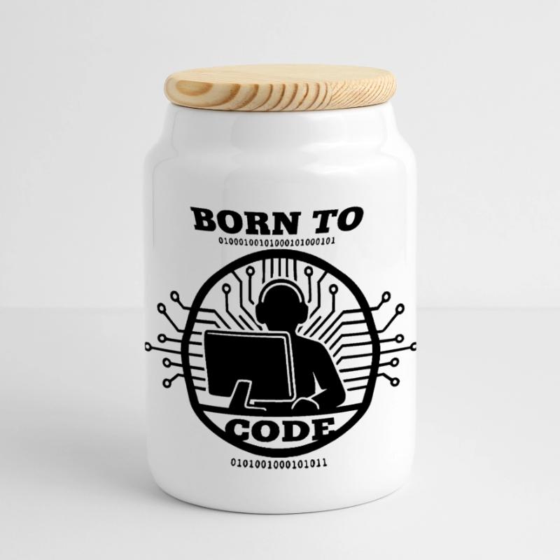 Programmierer, der zum Programmieren geboren wurde Programmierer Panorama Keksdose mit Holzdeckel