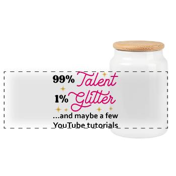 Talent Glitter Étoiles Script - Boîte à biscuits avec couvercle en bois - blanc - Devant