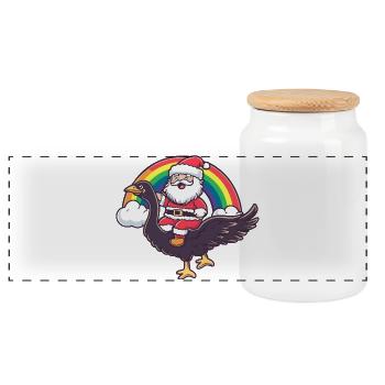 Strauß Weihnachtsmann Weihnachten - Panorama Keksdose mit Holzdeckel - Weiß - Vorne