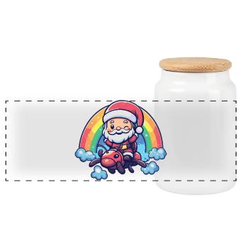 Ameise Weihnachtsmann Weihnachten - Panorama Keksdose mit Holzdeckel - Weiß - Vorne