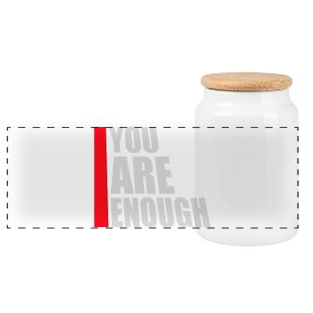 You Are Enough Self Love Motivational Quote - Panoramic Cookie Jar with Wooden Lid - white - Front