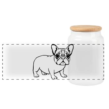 french bulldog dogs t-shirt gift - Panoramic Cookie Jar with Wooden Lid - white - Front