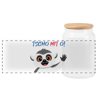 Tschö mit Ö Panda - Panorama Keksdose mit Holzdeckel - Weiß - Vorne