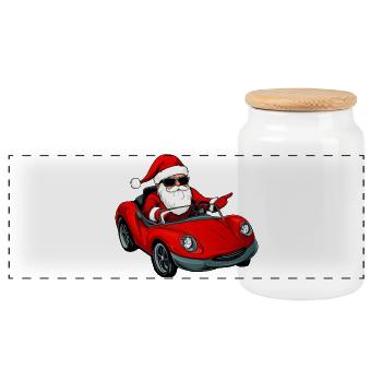 Drivers Christmas - Panoramic Cookie Jar with Wooden Lid - white - Front