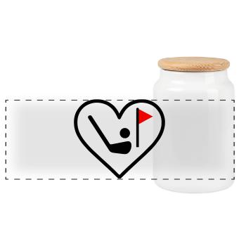 Golf Heart Club Ball Sport Geschenk - Panorama Keksdose mit Holzdeckel - Weiß - Vorne