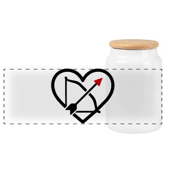Tir à l’arc Coeur Archer Arrow Sports - Boîte à biscuits avec couvercle en bois - blanc - Devant