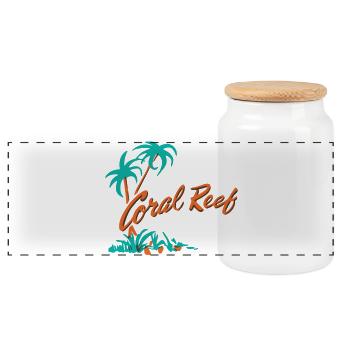 Coral Reef Palm Logo - Panoramic Cookie Jar with Wooden Lid - white - Front