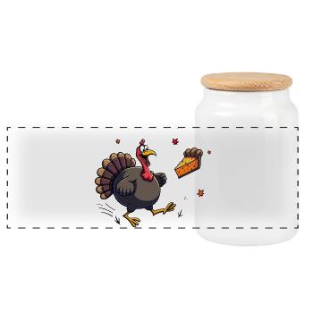 Thanksgiving Drôle Dinde de Thanksgiving - Boîte à biscuits avec couvercle en bois - blanc - Devant