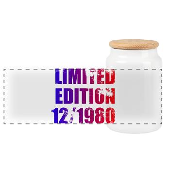 45. Geburtstag Limited Edition 12/1980 - Panorama Keksdose mit Holzdeckel - Weiß - Vorne