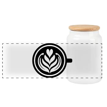 Kaffee-Liebe: Latte art Herz Vektor - Panorama Keksdose mit Holzdeckel - Weiß - Vorne