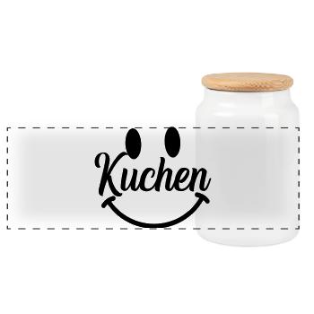 kuchen  - Panorama Keksdose mit Holzdeckel - Weiß - Vorne