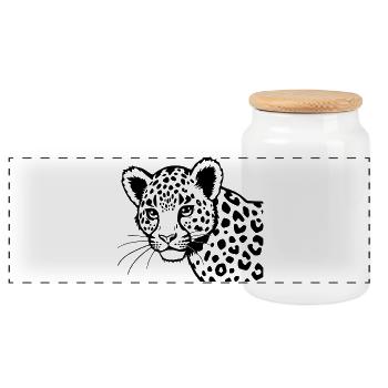 Noël cadeau noir léopard - Boîte à biscuits avec couvercle en bois - blanc - Devant