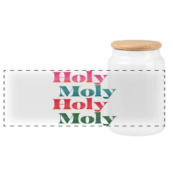 Holy Moly Lettering - Panoramic Cookie Jar with Wooden Lid - white - Front