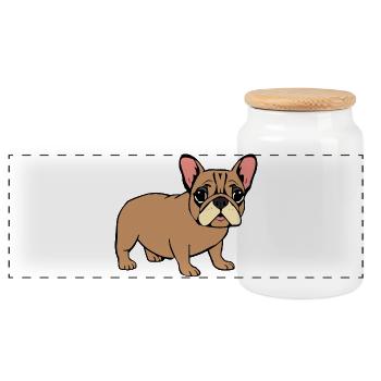 French Bulldog - Panoramic Cookie Jar with Wooden Lid - white - Front