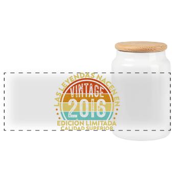10th Birthday 10th Birthday Vintage 2016 - Panoramic Cookie Jar with Wooden Lid - white - Front